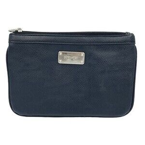 Nine West Faux Leather Black Wristlet Zip Pouch Women